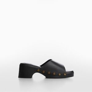 NWT MANGO studded black leather clogs